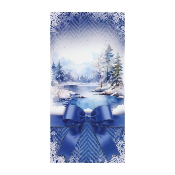 2-osaline pikk jõulukaart glitteriga "Talvine veekogu"