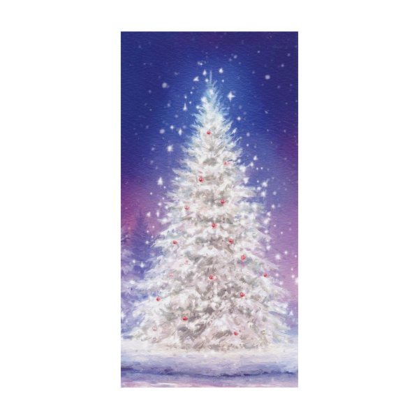 2-osaline pikk jõulukaart glitteriga "Lumine kuusepuu"