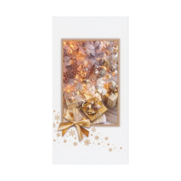 2-osaline pikk jõulukaart glitteriga "Kingipakid"