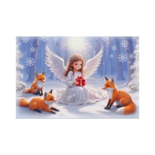 2-osaline lühike jõulukaart "Ingel rebastega"