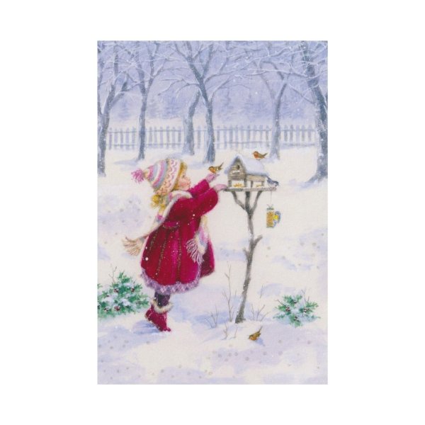 2-osaline lühike jõulukaart "Tüdruk linnumajaga"