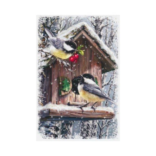 2-osaline lühike jõulukaart "Tihased"