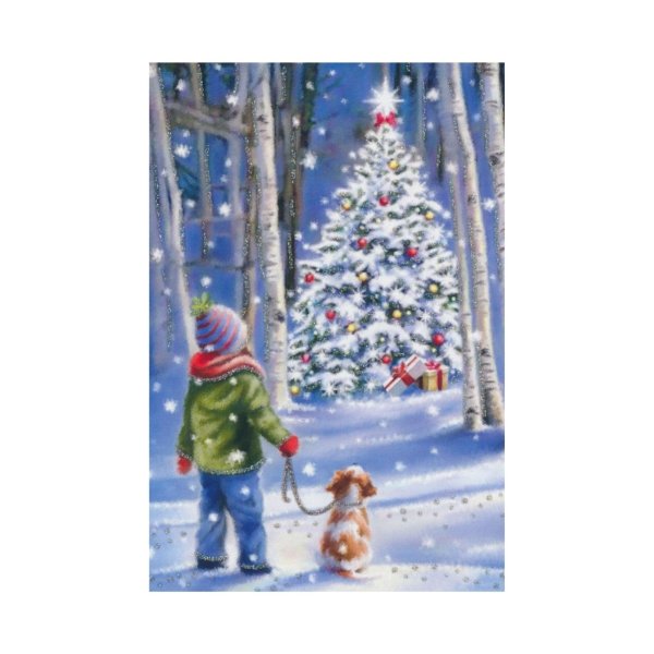 1-osaline jõulukaart "Laps koeraga"