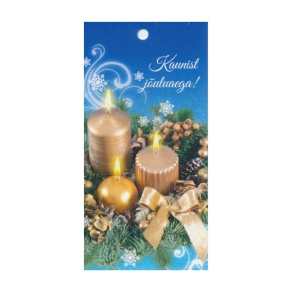 1-osaline jõulu pakikaart "Kuldsed küünlad"