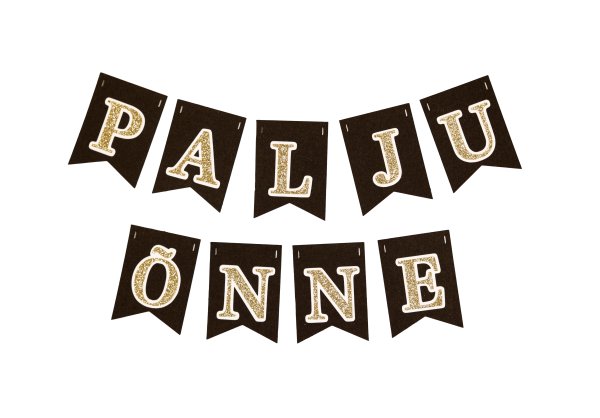 Bänner must kuldse "Palju Õnne" kirjaga