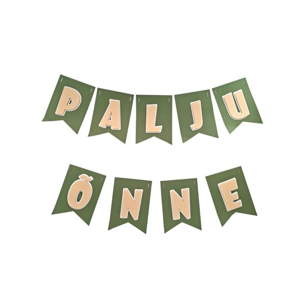 Bänner "Palju Õnne" roheline beeži kirjaga