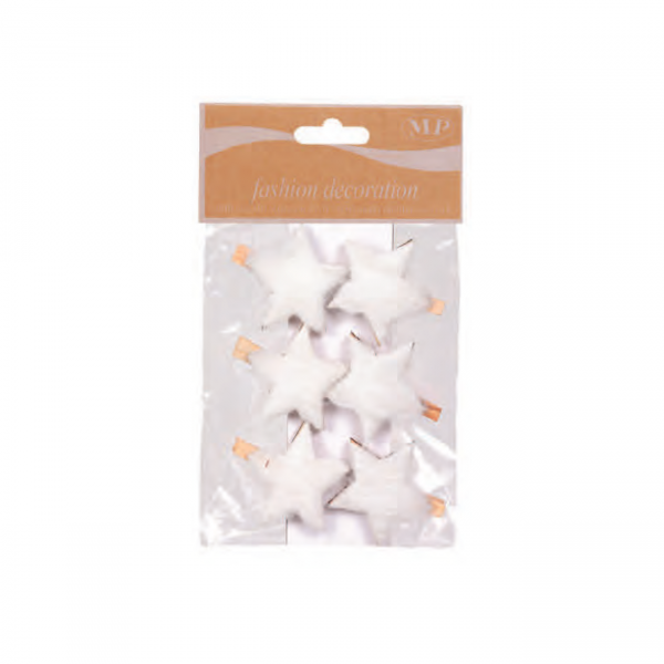 Jõulukaunistus pesulõksud "Tähed valge karvaga"