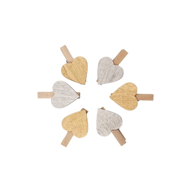 Kaunsitus puidust pesulõksud "Südamed (Kuldne ja Hõbedane)