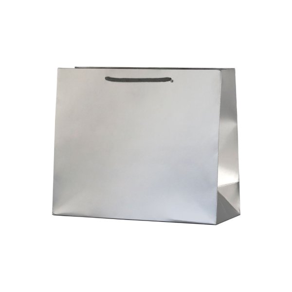 Suur horisontaalne kinkekott "Läikiv hõbedane"