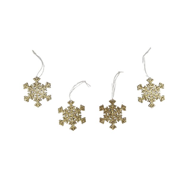 Jõulukaunistus puidust "Lumehelves" (Kuldne)