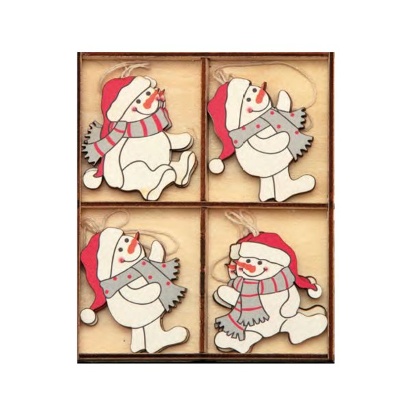 Jõulukaunistuste komplekt puidust "Lumememede - mix"