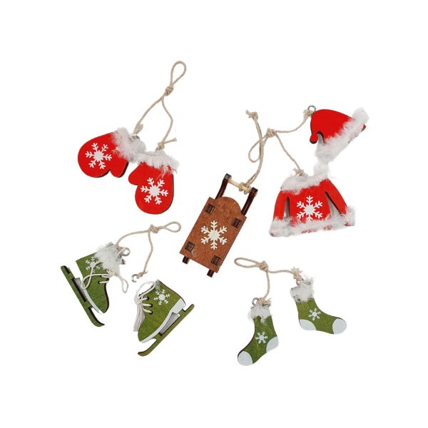 Jõulukaunistuste komplekt puidust "Jõulutarbed - mix"