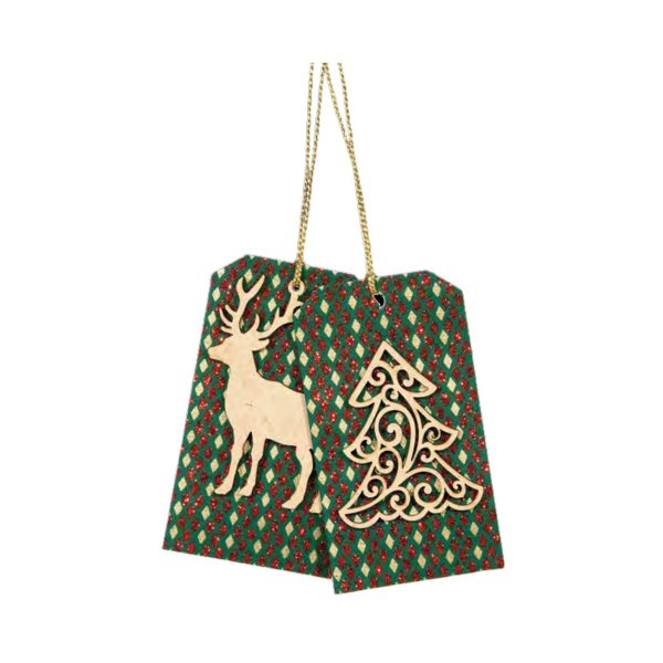 Jõulukaunistus, pakisilt "Põhjapõder ja Kuusepuu" (Naturaalne)