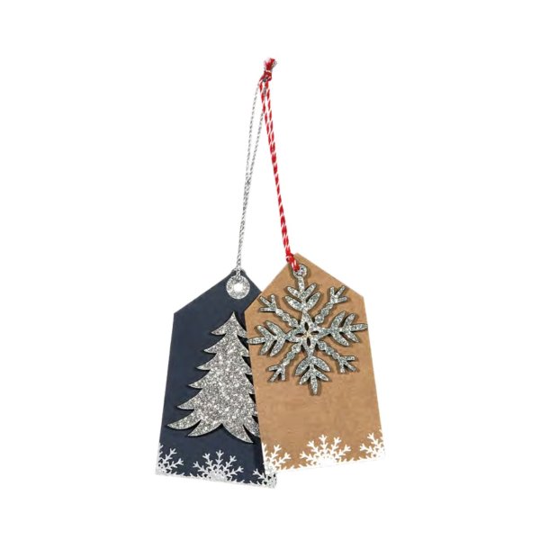 Jõulukaunistus, pakisilt "Kuusepuu ja lumehelves" (Hõbedane sädelus)