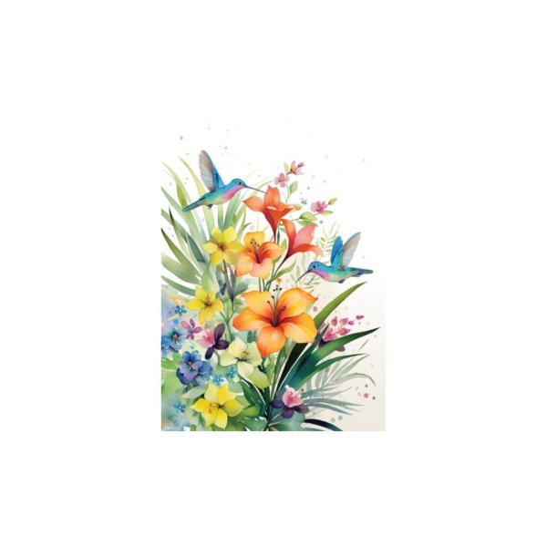 Õnnitluskaart "Koolibrid ja liiliad"