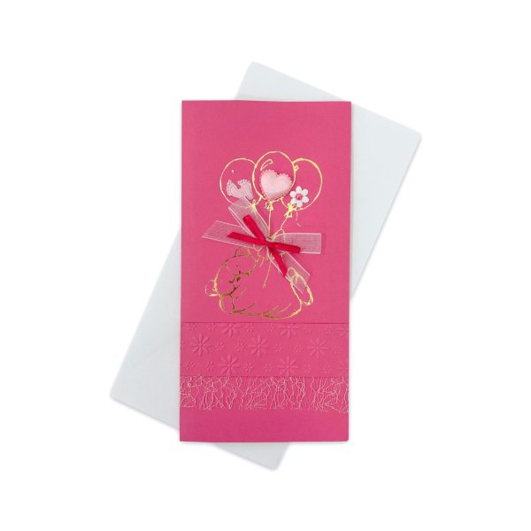 Käsitöökaart "Roosa karu õhupallidega"