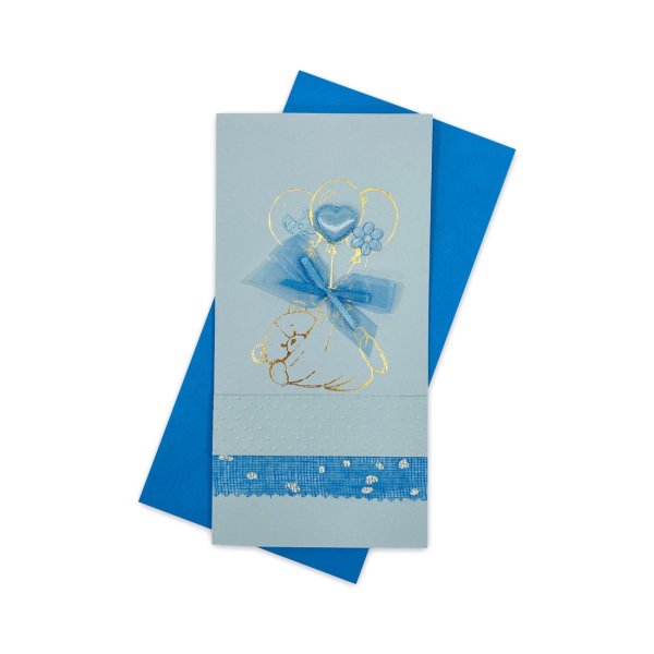 Käsitöökaart "Sinine karu õhupallidega"