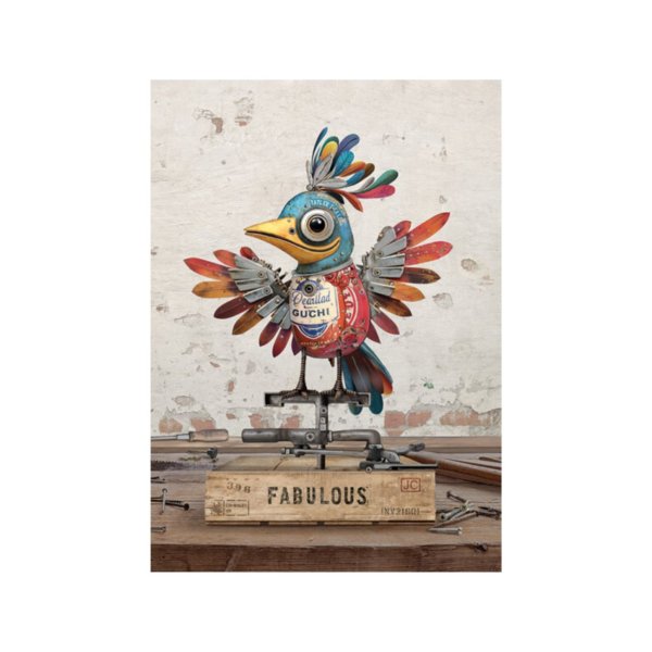 Õnnitluskaart "Lind vanametallist"