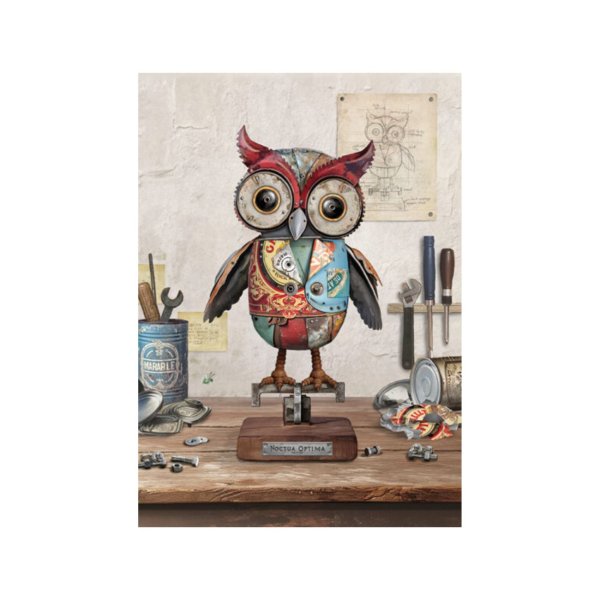 Õnnitluskaart "Öökull vanametallist"