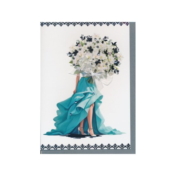 Ekslusiivne õnnitluskaart "Naine valge lillekimbuga"