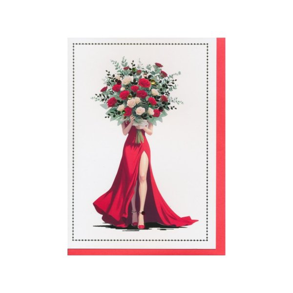 Ekslusiivne õnnitluskaart "Naine roosidega"