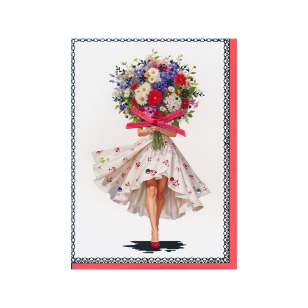 Ekslusiivne õnnitluskaart "Naine lillekimbuga"