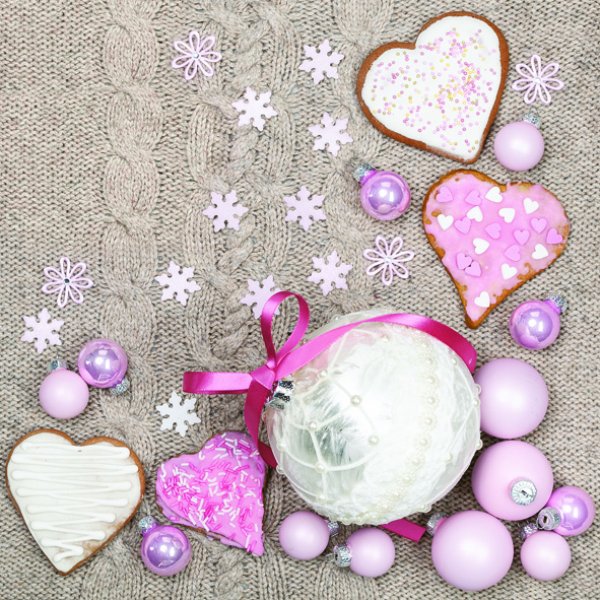 Salvrätid "Valged ja roosad ehted ja südamed"