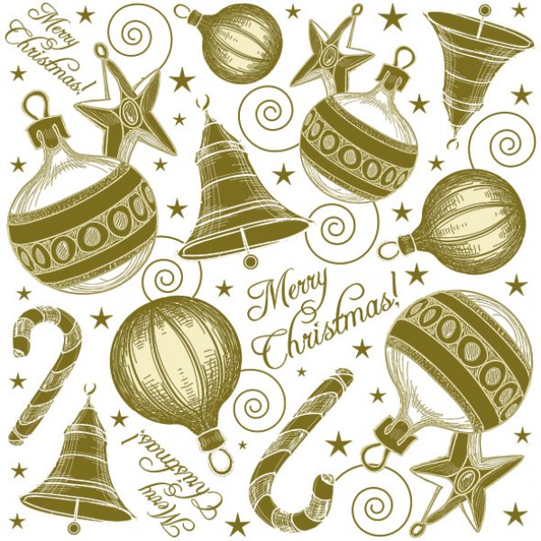 Salvrätid "Käsitsi joonistatud kuldne jõulukomplekt"