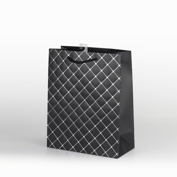 Suur kinkekott "Luksuslik läikiv rombmuster - Must"