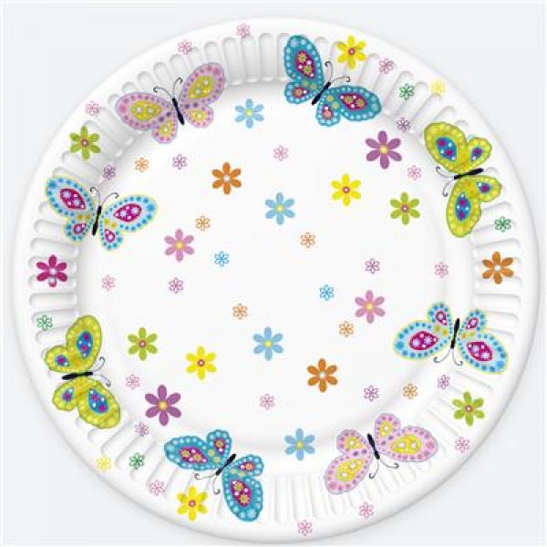 Suured papptaldrikud "Lilled ja liblikad"