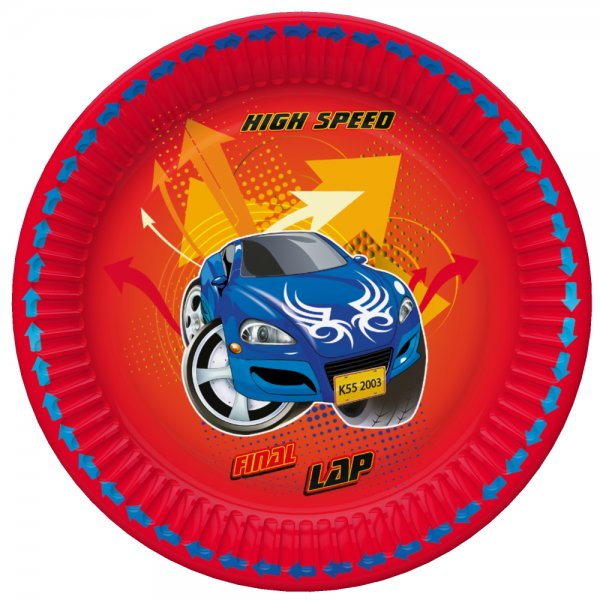 Suured papptaldrikud "Kiire auto"