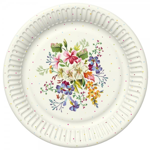 Suured papptaldrikud "Õrnad lilled"