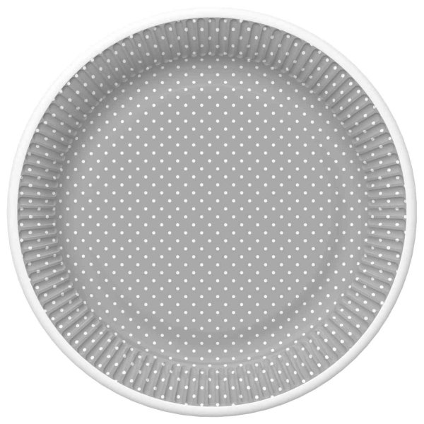 Suured papptaldrikud "Hall valgete täppidega"