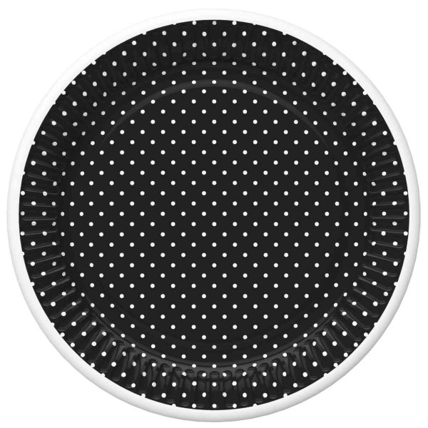 Suured papptaldrikud "Must valgete täppidega"