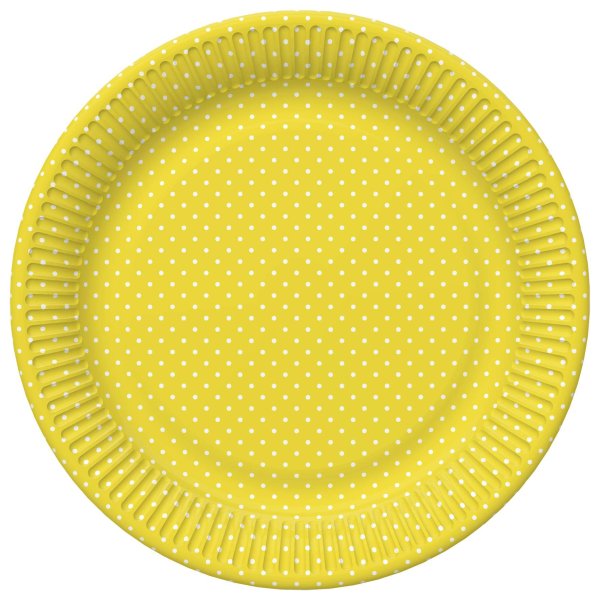 Suured papptaldrikud "Valged täpid kollasel"