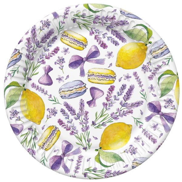 Suured papptaldrikud "Laim, lavendel ja makroonid"