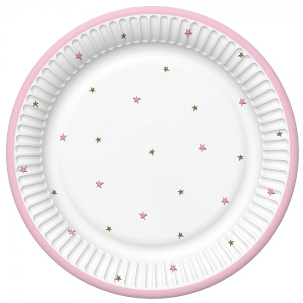 Väiksed papptaldrikud "Roosade tähekestega"