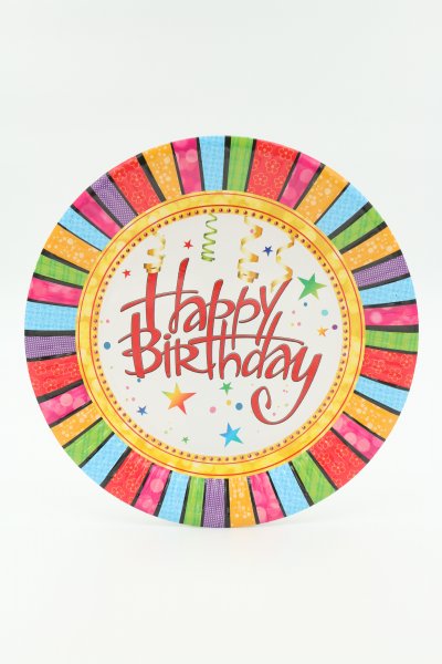 Suured papptaldrikud "Värvilised triibud"