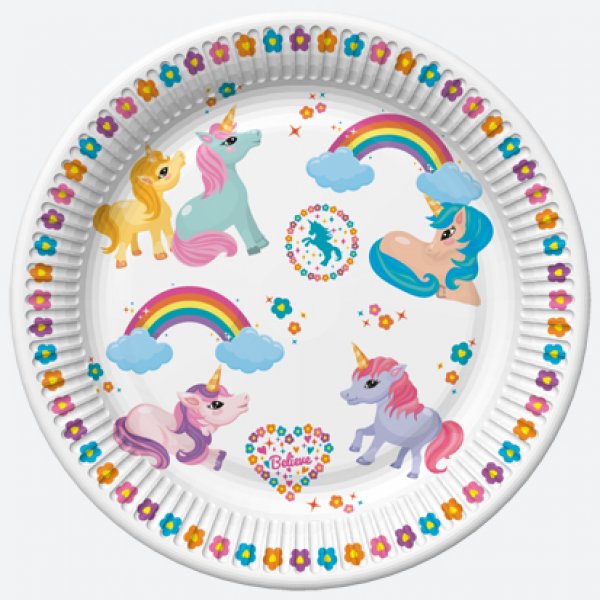 Suured papptaldrikud "Ükssarvikud"